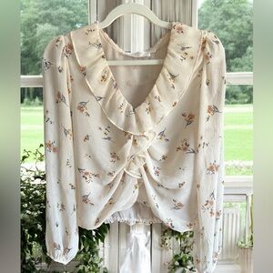 ASTR THE LABEL Ruffle Neck‎ Blouse Floral Top M